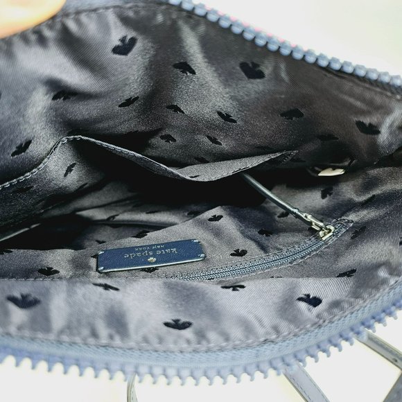 Kate Spade Jae Nylon Kiss Lip Print Crossbody Bag Navy Blue Lavender Pink Zip - Picture 11 of 14